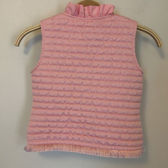 Lilly Pulitzer Girl's Pink Puffer Vest Size M Fringe Girly‎ - Picture 3 of 5